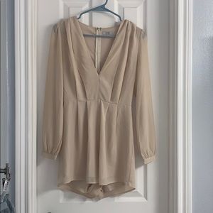 Beige long sleeve romper